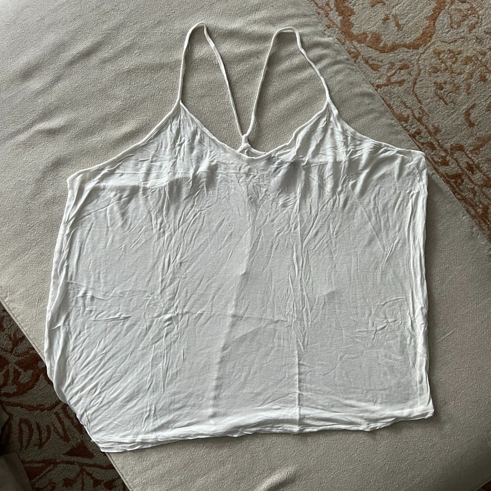 EUC Bozzolo Loose Fit V-Neck T Shirt Tank Top in White Sz L - Picture 2 of 4